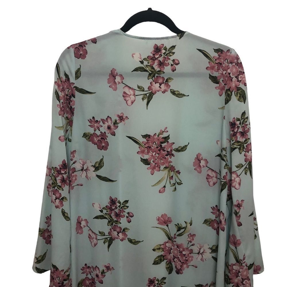 Peach Love California Long Maxi Kimono Cover-up Floral Bell Sleeve Size Small - Picture 5 of 11